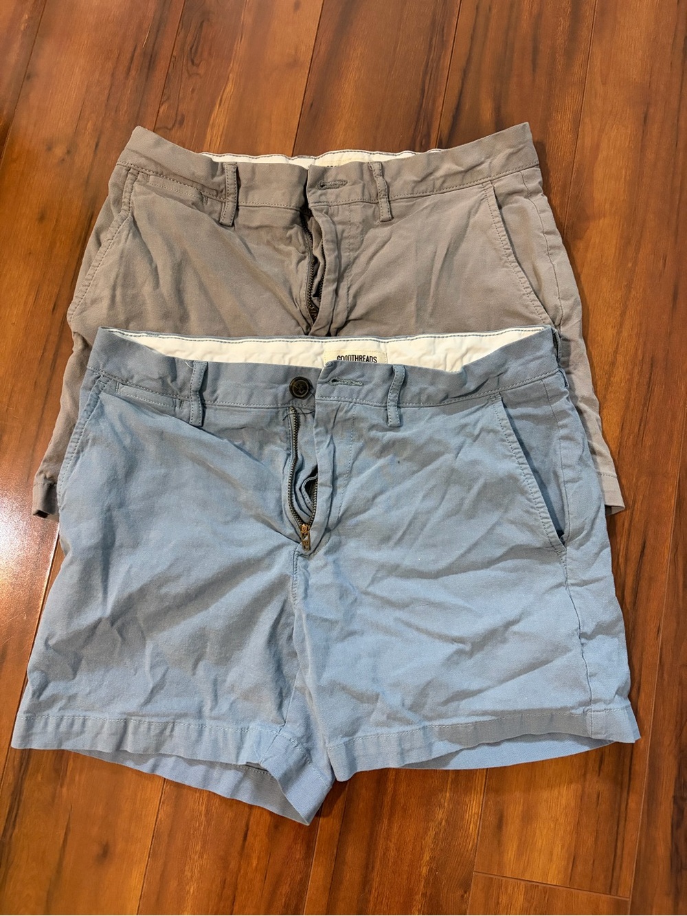 Goodthreads Light Gray & Light Blue Cotton Casual Shorts Duo